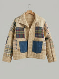 Denim dash blue and green plaid quilt jacket size M