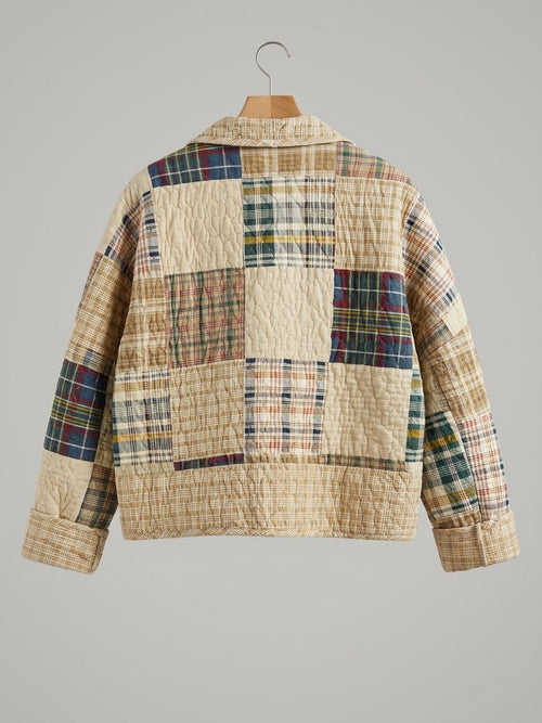 Denim dash blue and green plaid quilt jacket size M